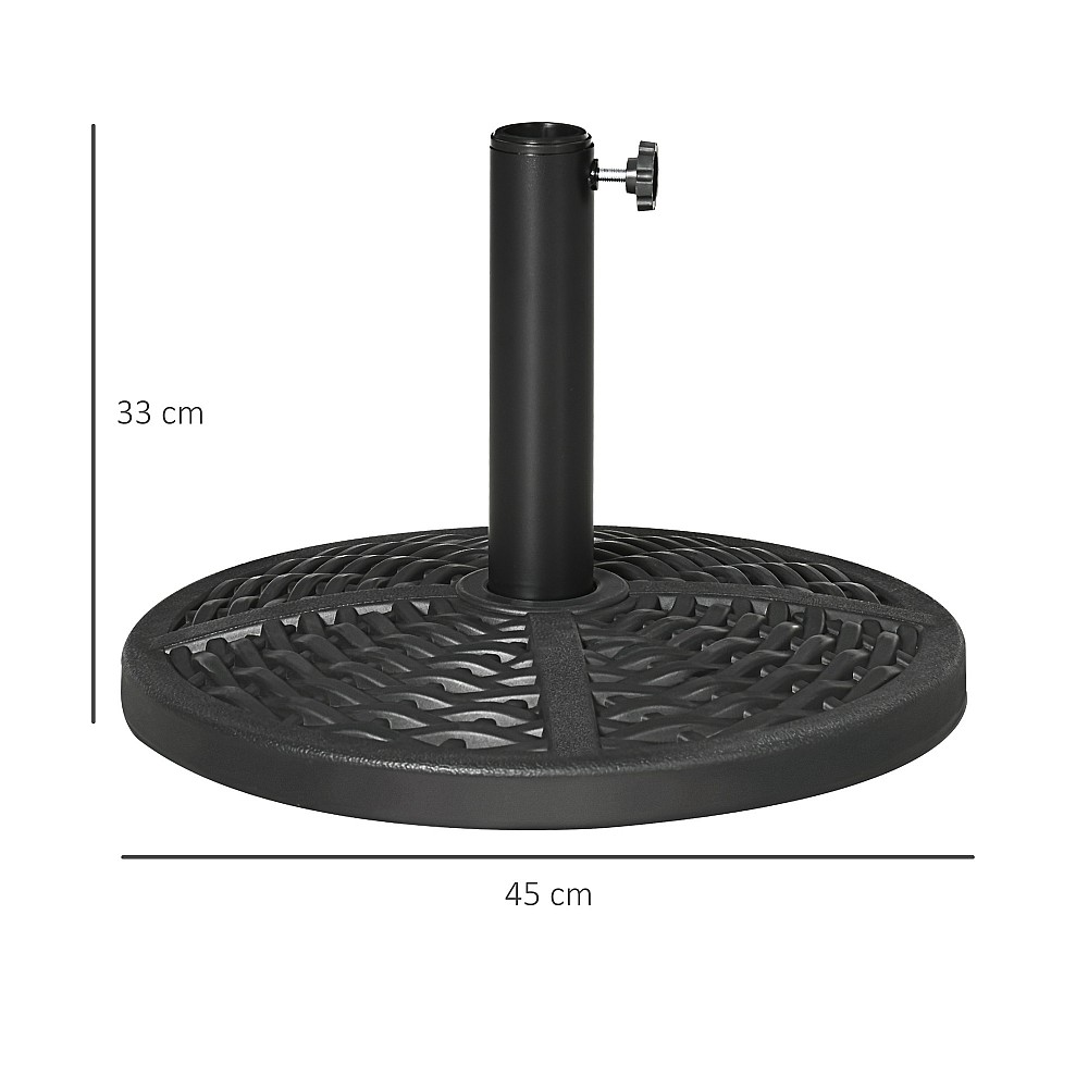 Outsunny Round Rattan Effect Garden Base Parasol Ø45cm Βάρος 9,5kg, Μαύρο 84D-170V01BK