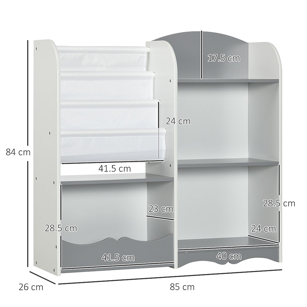 ZONEKIZ Παιδικό Παιχνίδι Ράφι με Ξύλινα Ράφια, 85x26x84cm, Γκρι 311-060V80GY ZONEKIZ Παιδικό Παιχνίδι Ράφι με Ξύλινα Ράφια, 85x26x84cm, Γκρι 311-060V80GY