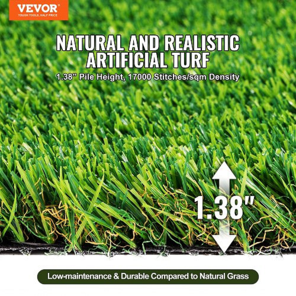 VEVOR Τεχνητό Γρασίδι 1.2 x 1.8 m, 35mm Χαλάκι Εξωτερικού Χώρου, Πράσινο, Εύκολο Καθάρισμα με Οπές Αποστράγγισης  RZCP1J4X6FT18HFZTV0
