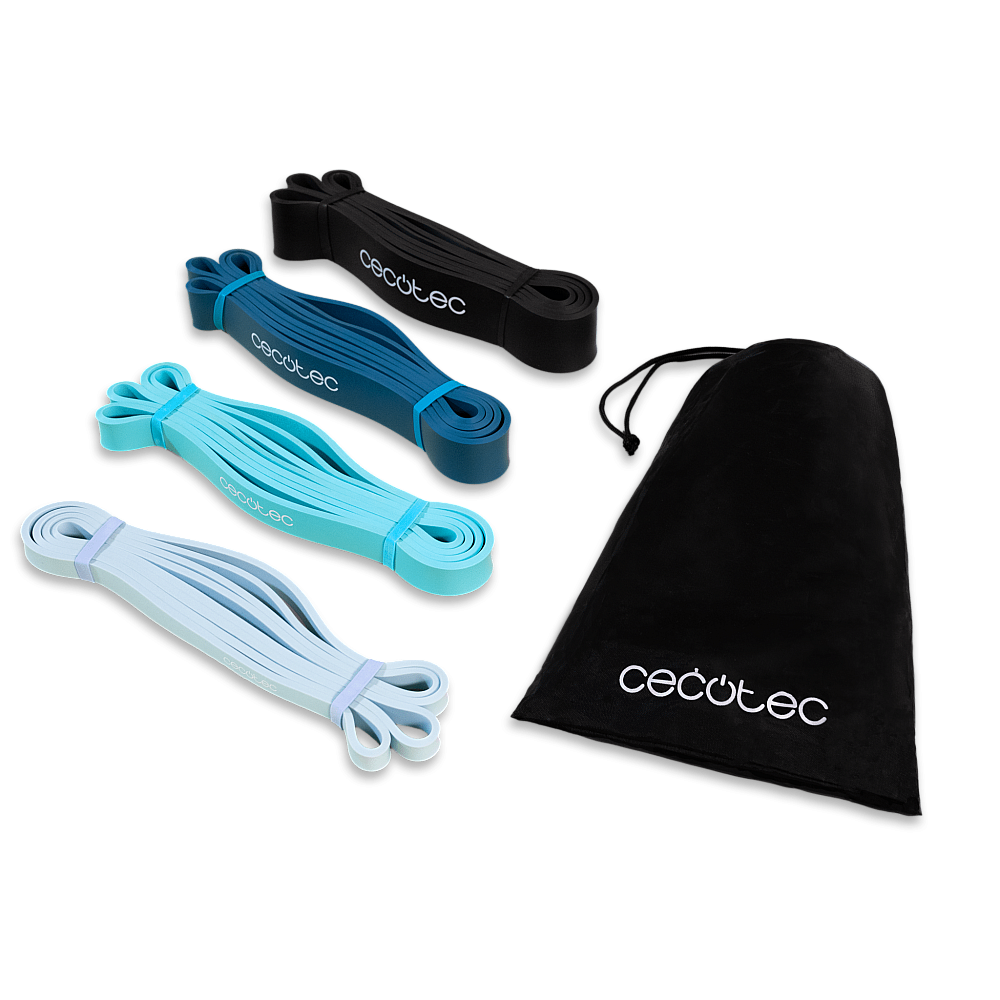 CECOTEC  Σετ DrumFit Power Band: 4 Ελαστικές Ταινίες Αντίστασης 15-60 Kg με Τσάντα Μεταφοράς  CEC-07126