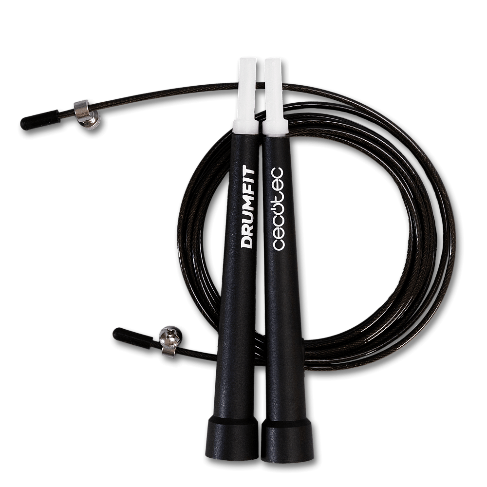 CECOTEC  Επαγγελματικό Σχοινάκι DrumFit Speed Rope από Ατσάλι με Εργονομικές Λαβές για Προπονήσεις Υψηλής Έντασης, Ρυθμιζόμενο, 300 εκ. με Σύστημα SmoothBearing 360º  CEC-07130