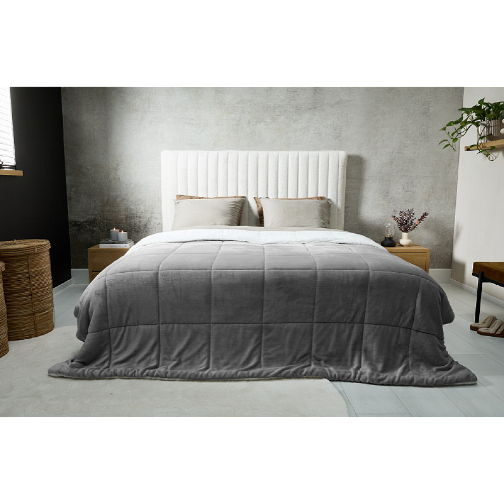 Πολυτελής Κουβέρτα Διπλής Όψης Sherpa 140 x 200 cm Ανοιχτό Γκρι 8720604888263 SleepMed