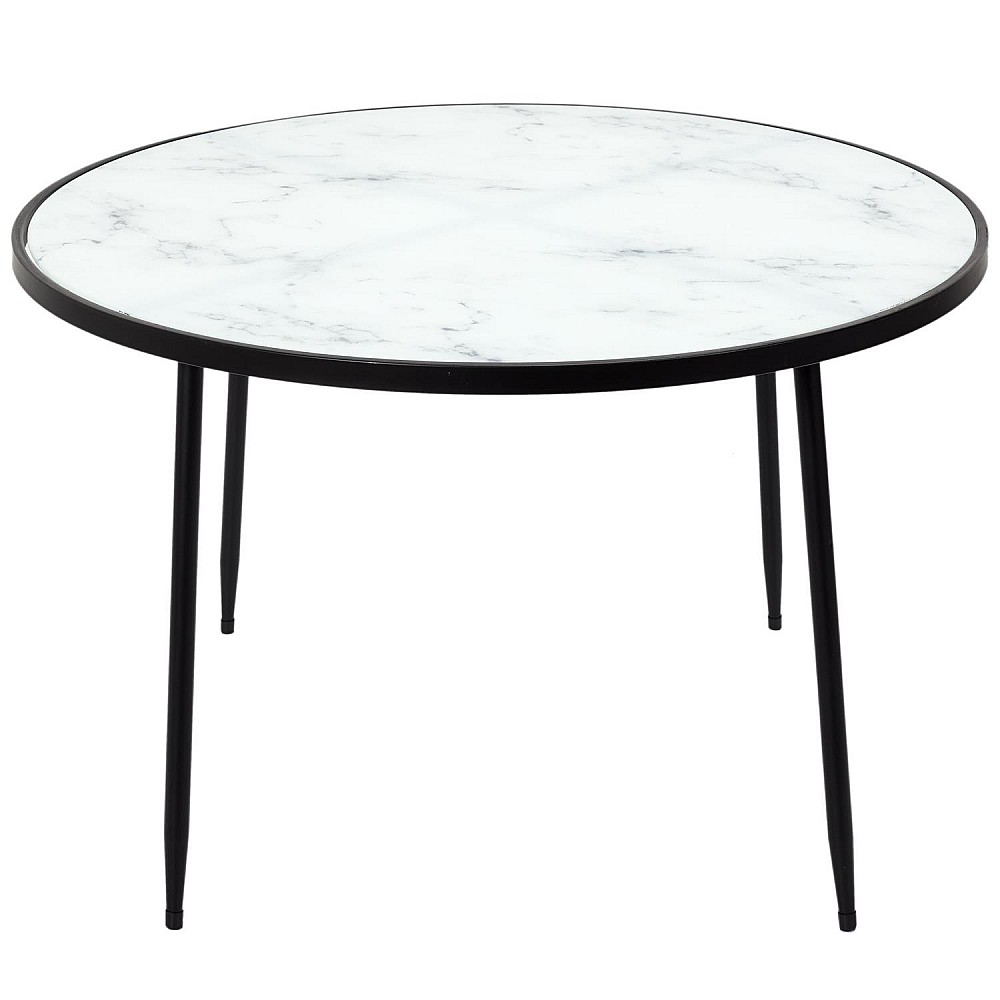 Μεταλλικό Τραπεζάκι Σαλονιού 75 x 75 x 48 cm με Εφέ Μαρμάρου HD5166 Home Deco Factory