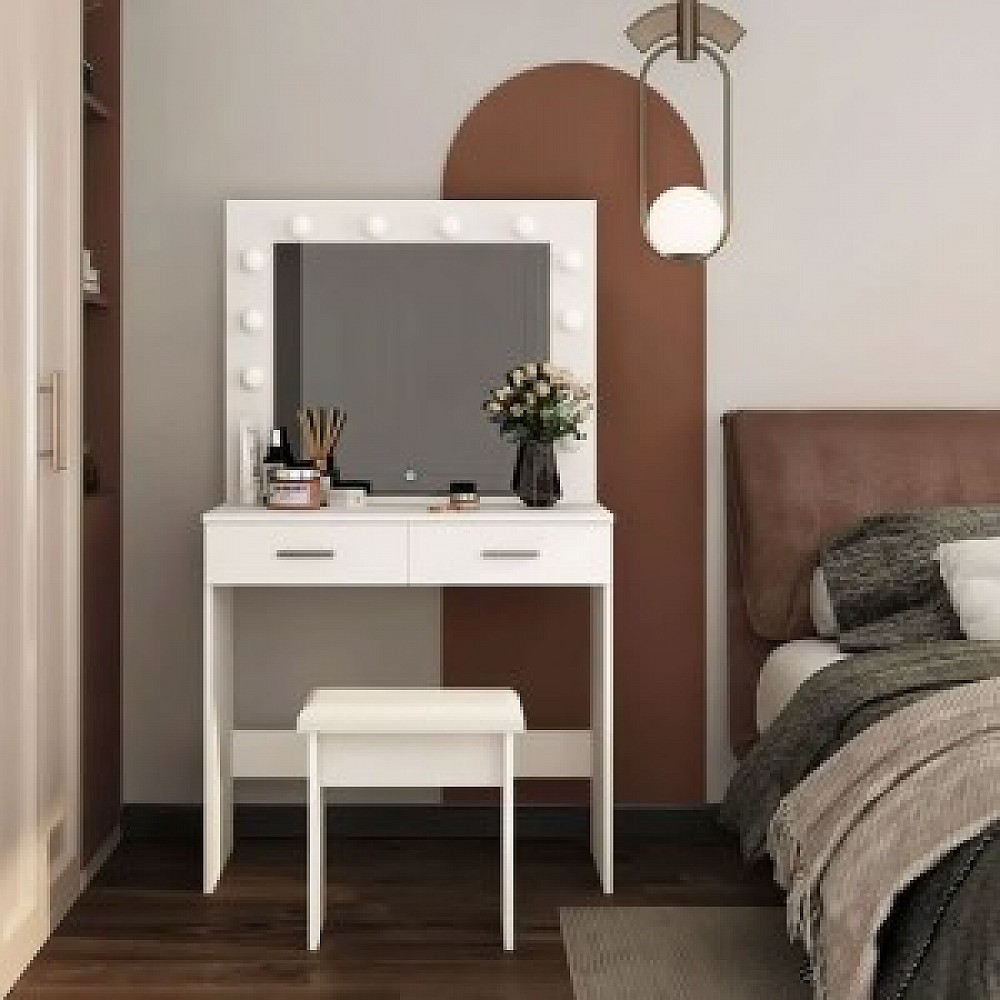 ModernHome Μεγάλο μοντέρνο καλλυντικό τραπέζι με καθρέφτη φωτισμού CHDT03 ModernHome Μεγάλο μοντέρνο καλλυντικό τραπέζι με καθρέφτη φωτισμού CHDT03