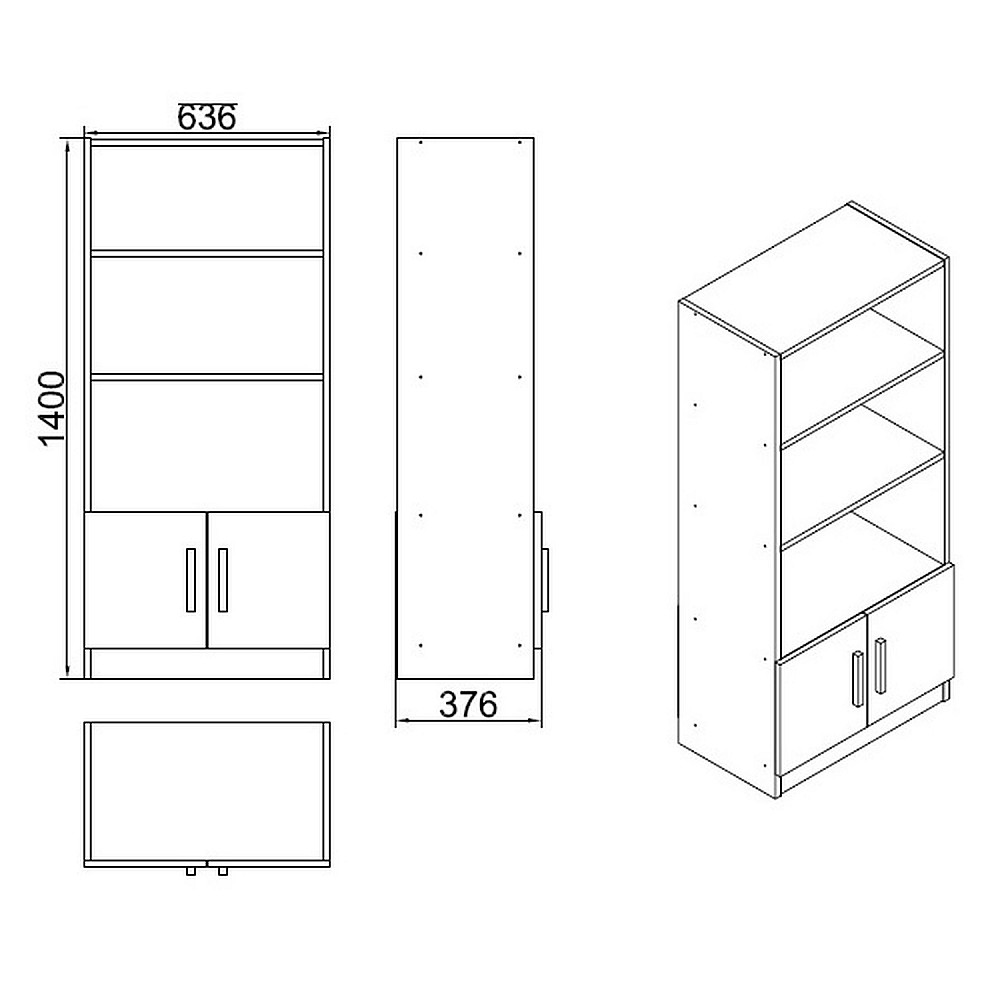 ArteLibre Βιβλιοθήκη ArteLibre EDGWARE Οξιά/Μαύρο Μοριοσανίδα 63.6x37.6x140cm - 15350131 - inde.gr