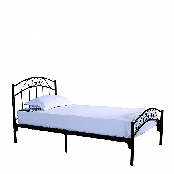 ArteLibre Κρεβάτι ArteLibre ZIZEL Μεταλλικό Sandy Black 208x91x87cm (Στρώμα 90x200cm) - 14250014 - inde.gr