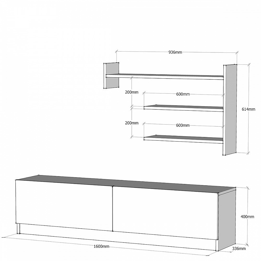 ArteLibre Σύνθετο ArteLibre ALPHA Λευκό 160x32x40cm - 14410011 - inde.gr