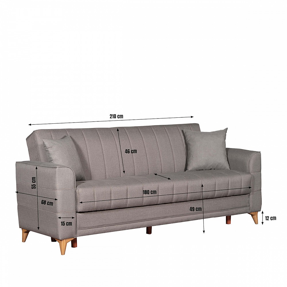 ArteLibre Καναπές Κρεβάτι Τριθέσιος GERARDO Καφέ 210x68x95cm - inde.gr