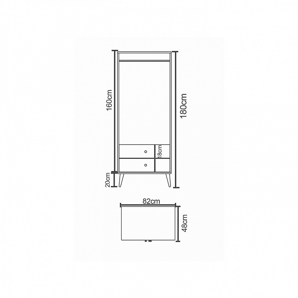 ArteLibre Ντουλάπα Δίφυλλη ArteLibre AMARI Δρυς Μοριοσανίδα 82x48x180cm - 14870042 - inde.gr