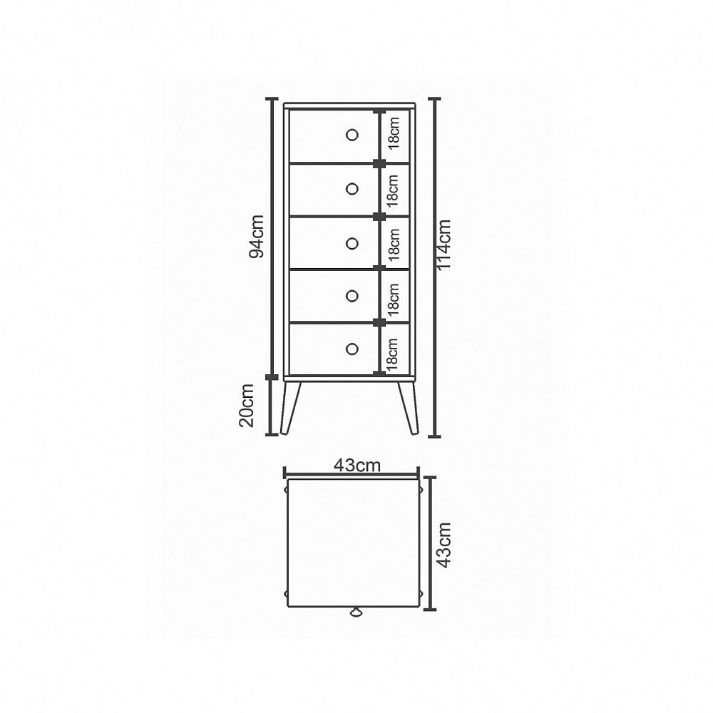 ArteLibre Συρταριέρα ArteLibre AMARI Δρυς Μοριοσανίδα 43x43x114cm - 14870046 - inde.gr