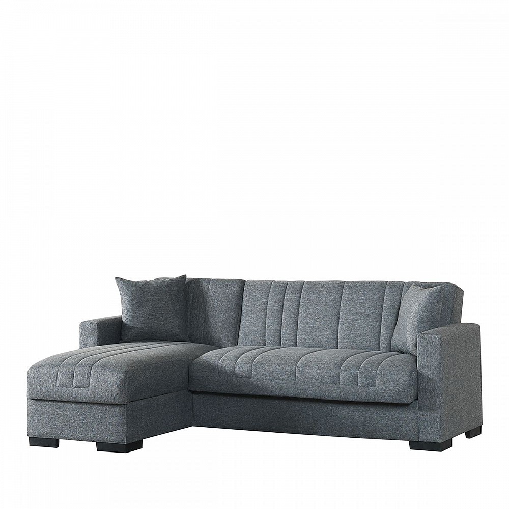 Καναπές Κρεβάτι Γωνιακός OASIS Με Αποθηκευτικό Χώρο Γκρι Ύφασμα 200x140x76cm