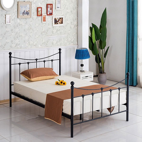 Κρεβάτι SOPHIE Μεταλλικό Sandy Black 210x128x110cm