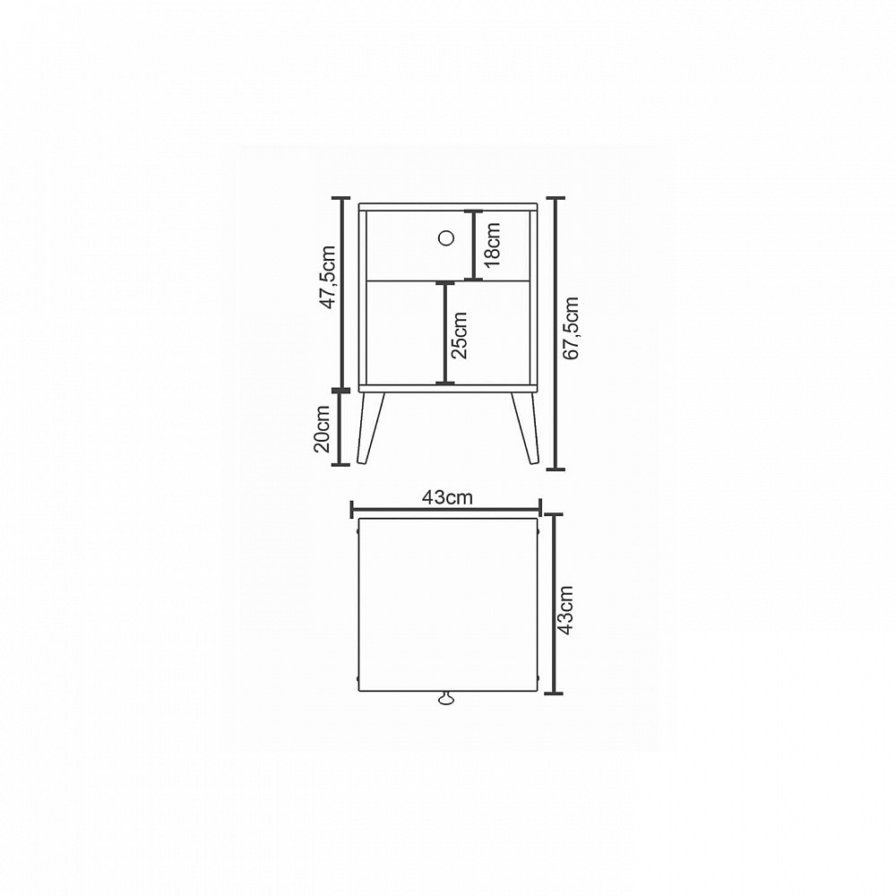 ArteLibre Κομοδίνο ArteLibre AMARI Ανθρακί/Δρυς Μοριοσανίδα 43x43x67.5cm - 14870060 - inde.gr