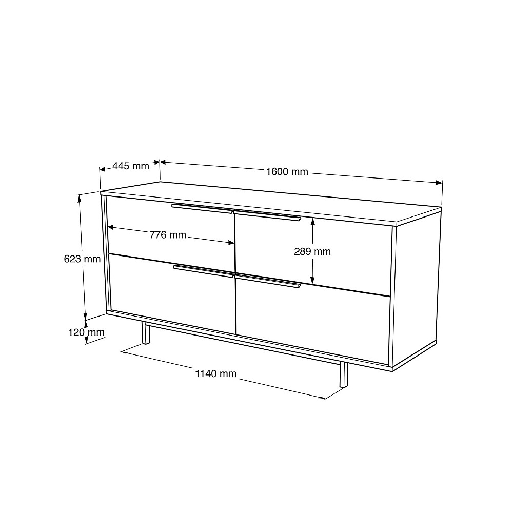 ArteLibre Μπουφές ArteLibre CARTMEL Λευκό Μοριοσανίδα/Μέταλλο 44.5x160x74.3cm - 15350005 - inde.gr