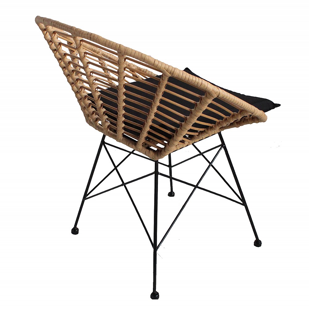 ArteLibre Καρέκλα Κήπου ArteLibre AELIUS Φυσικό/Μαύρο Μέταλλο/Rattan 72x62x78cm - 14510021 - inde.gr