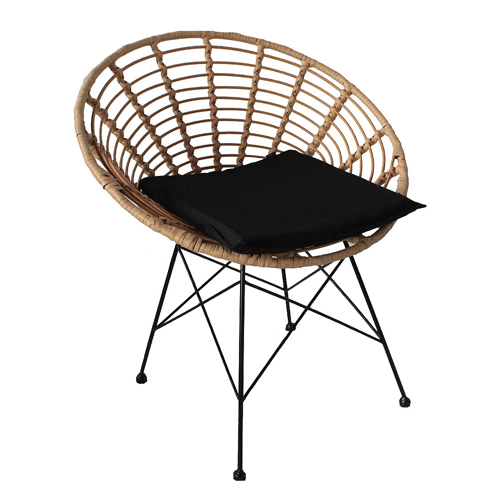 ArteLibre Καρέκλα Κήπου ArteLibre AELIUS Φυσικό/Μαύρο Μέταλλο/Rattan 72x62x78cm - 14510021 - inde.gr