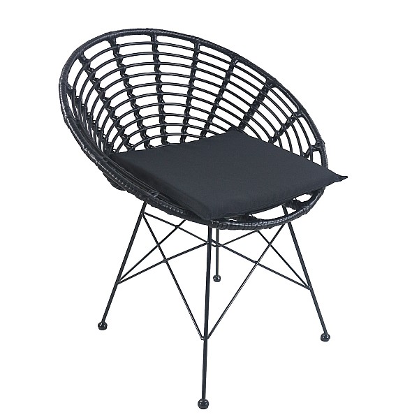 ArteLibre Καρέκλα Κήπου ArteLibre AELIUS Μαύρο Μέταλλο/Rattan 72x62x78cm - 14510022 - inde.gr