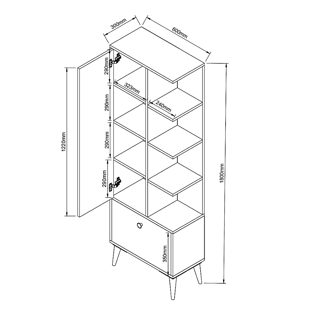 ArteLibre Γραφείο Με Ράφια ArteLibre DIALLO Δρυς Μοριοσανίδα 150x50x123cm - 14870070 - inde.gr