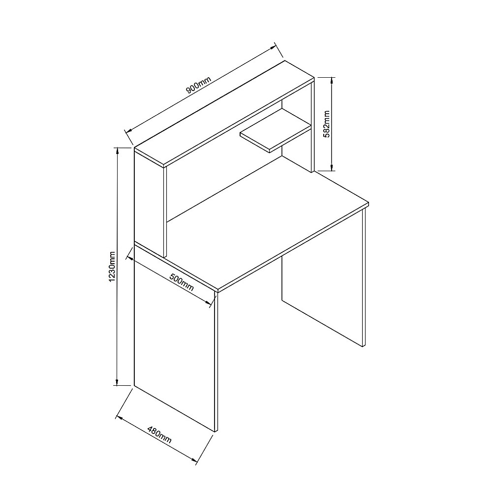 ArteLibre Γραφείο Με Ράφια ArteLibre DIALLO Δρυς Μοριοσανίδα 150x50x123cm - 14870070 - inde.gr