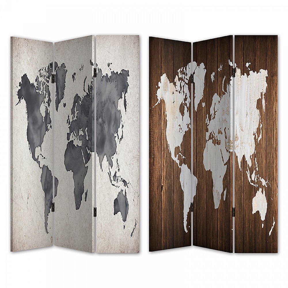 ArteLibre Παραβάν "Παγκόσμιος Χάρτης" Καμβάς/Ξύλο 120x180x2.5cm - 14680010 - inde.gr