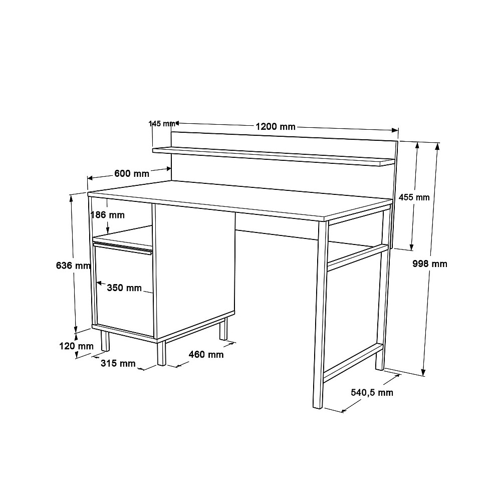 ArteLibre Γραφείο ArteLibre WING Φυσικό Μοριοσανίδα/Μέταλλο 60x120x99.8cm - 15350024 - inde.gr