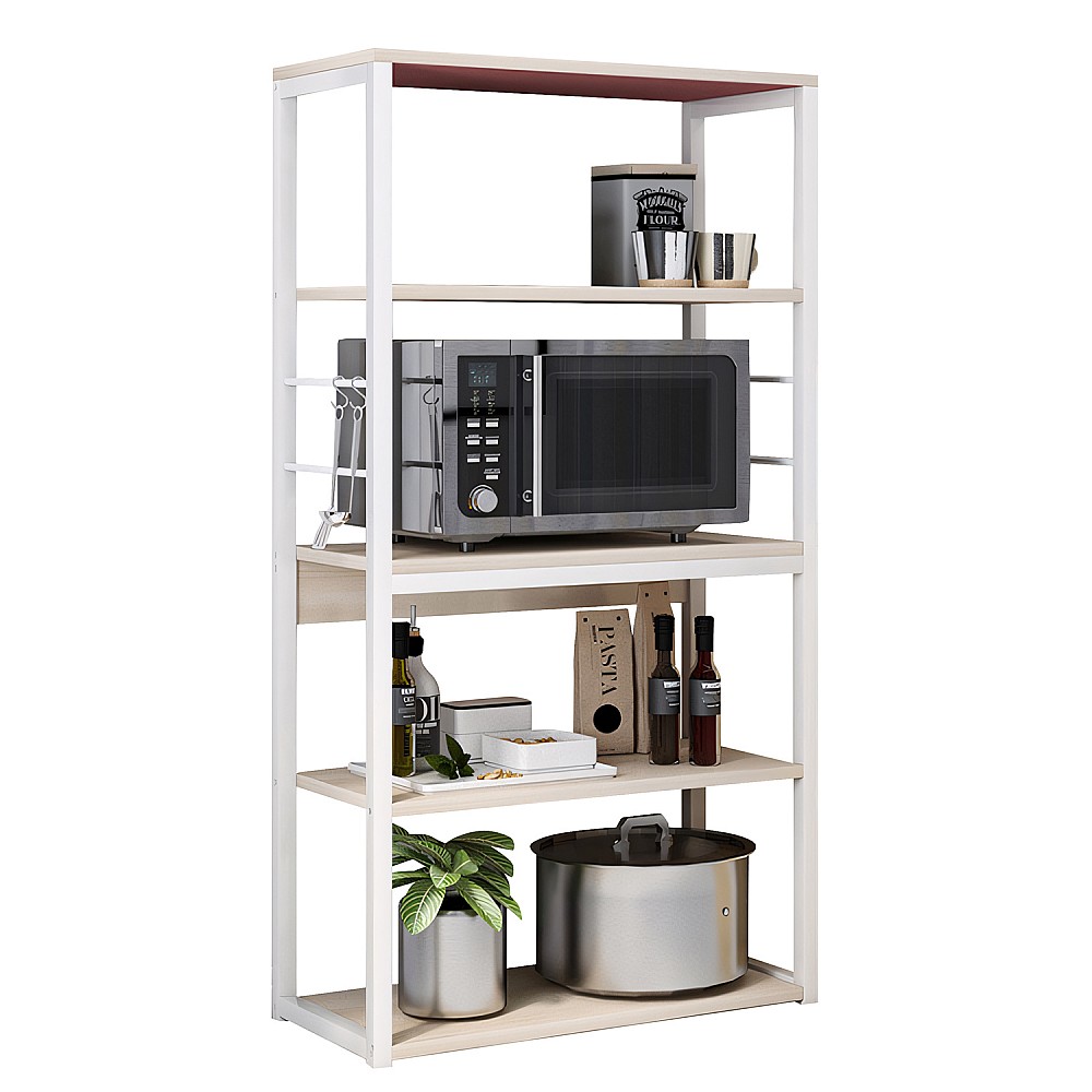 ArteLibre Ραφιέρα Κουζίνας ArteLibre PUFFIN Maple/Λευκό MDF/Μέταλλο 50x30x129cm - 14370227 - inde.gr