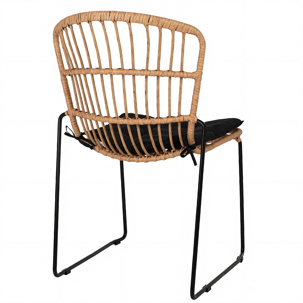 ArteLibre Καρέκλα Κήπου ArteLibre ALFENUS Φυσικό/Μαύρο Rattan/Μέταλλο 50x55x84cm - 14510060 - inde.gr