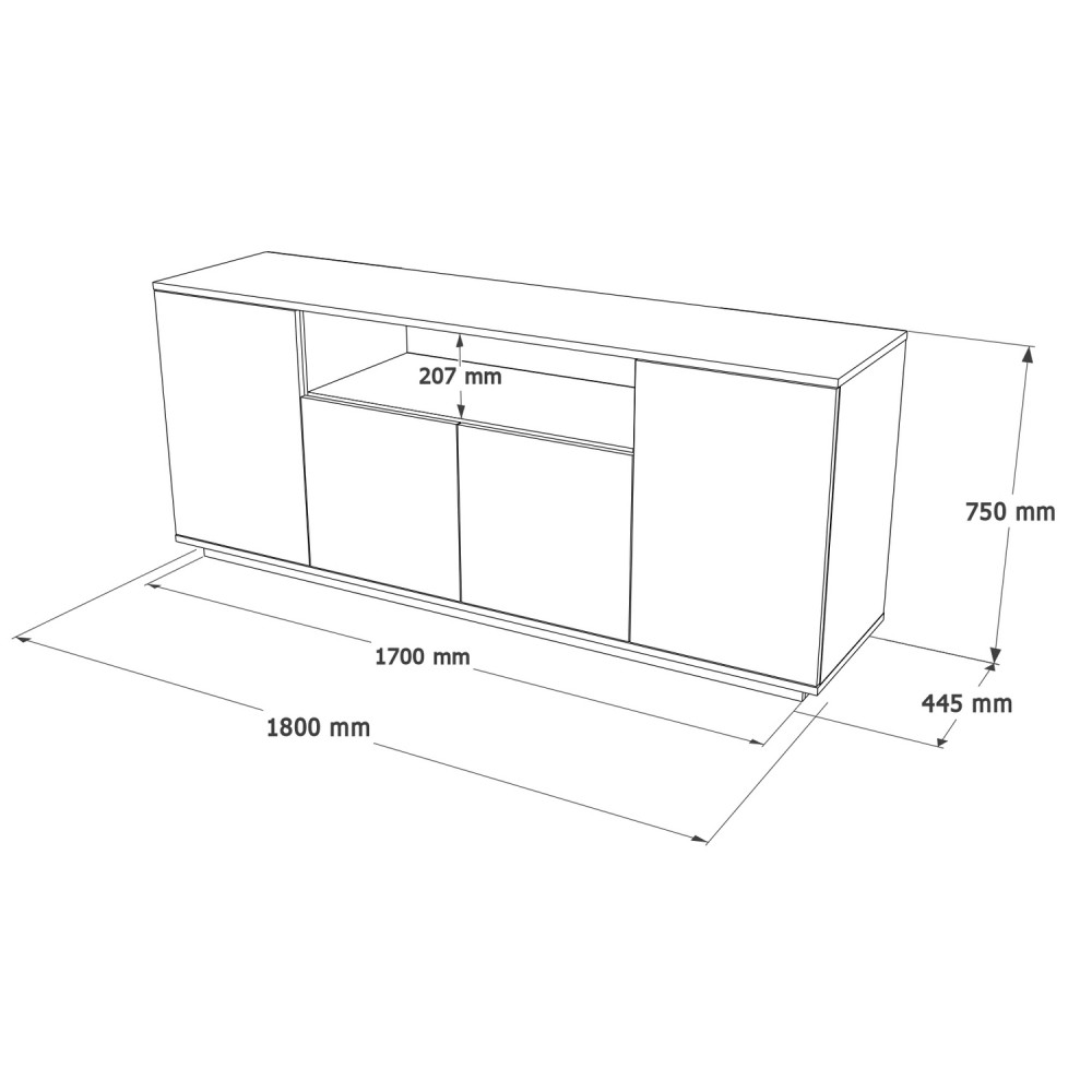 ArteLibre Μπουφές ArteLibre BOWES Πεύκο/Λευκό Μοριοσανίδα 180x44.5x75cm - 15350076 - inde.gr