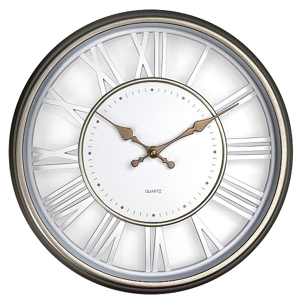 ArteLibre Ρολόι Τοίχου Ασημί Πλαστικό Φ30.5x4cm - 14740028 - inde.gr