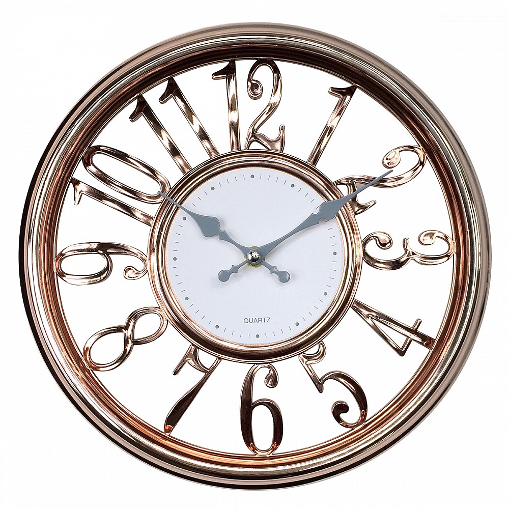 ArteLibre Ρολόι Τοίχου Ροζ/Χρυσό Πλαστικό Φ30.5x4cm - inde.gr