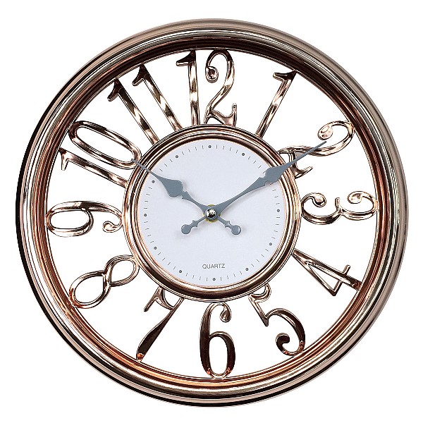 ArteLibre Ρολόι Τοίχου Ροζ/Χρυσό Πλαστικό Φ30.5x4cm - 14740030 - inde.gr