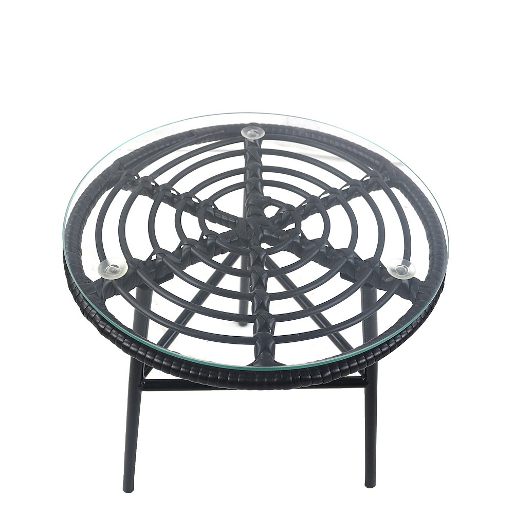 ArteLibre Τραπέζι Κήπου ArteLibre ARELLIUS Μαύρο Μέταλλο/Rattan/Γυαλί 45x45x46cm - 14510046 - inde.gr