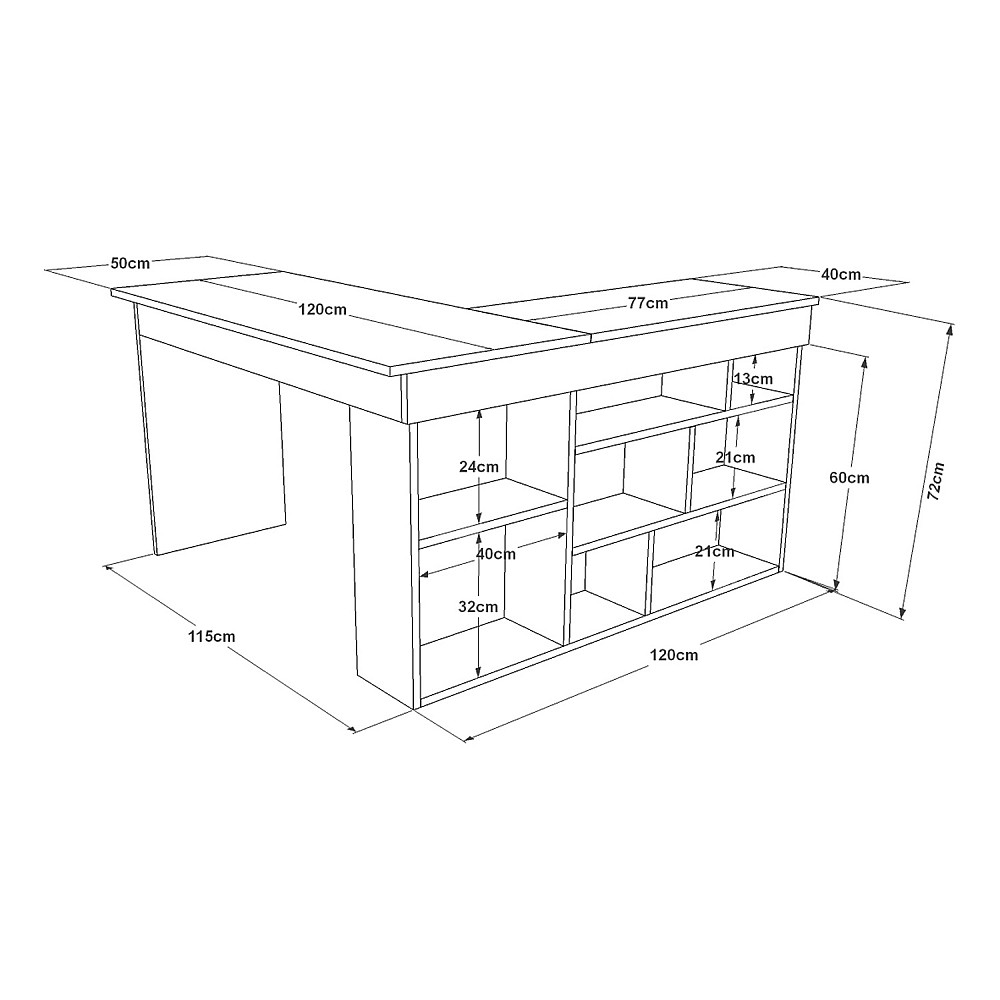 ArteLibre Γραφείο ArteLibre CANN Πεύκο/Ανθρακί Μοριοσανίδα 115x120x72cm - 15350090 - inde.gr