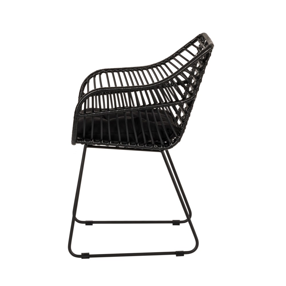 ArteLibre Πολυθρόνα Κήπου ArteLibre KALAMBO Μαύρο Αλουμίνιο/Rattan 56x57x81cm - 14840052 - inde.gr