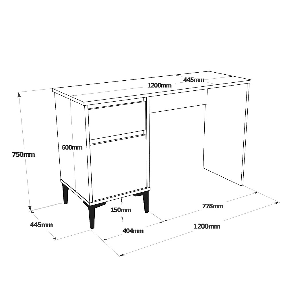 ArteLibre Γραφείο ArteLibre CATFORD Δρυς Μοριοσανίδα/Πλαστικό 120x44.5x75cm - 15350093 - inde.gr