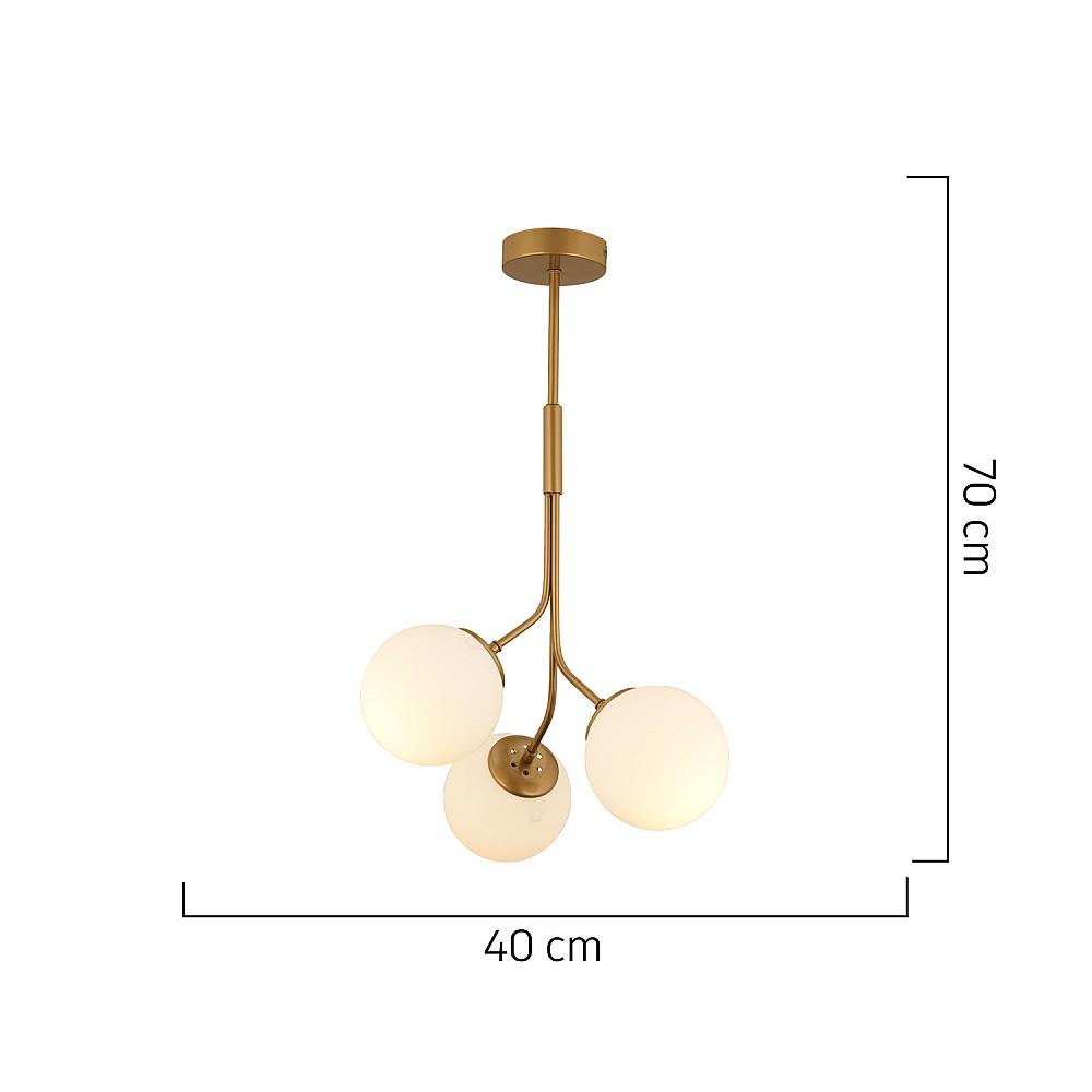 ArteLibre Φωτιστικό Κρεμαστό ArteLibre MENSA Τρίφωτο Χρυσό/Λευκό Μέταλλο/Γυαλί 40x70cm - 14780199 - inde.gr