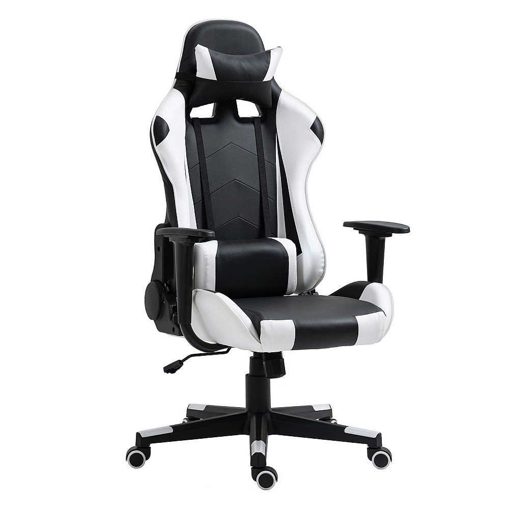 ArteLibre Καρέκλα Γραφείου Gaming NAVAN Λευκό/Μαύρο PVC 68x53x122-131cm - inde.gr