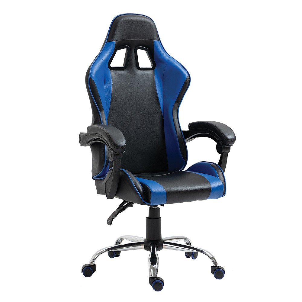 ArteLibre Καρέκλα Γραφείου Gaming BRAY Μπλε/Μαύρο PVC 67x50x120-127cm - inde.gr