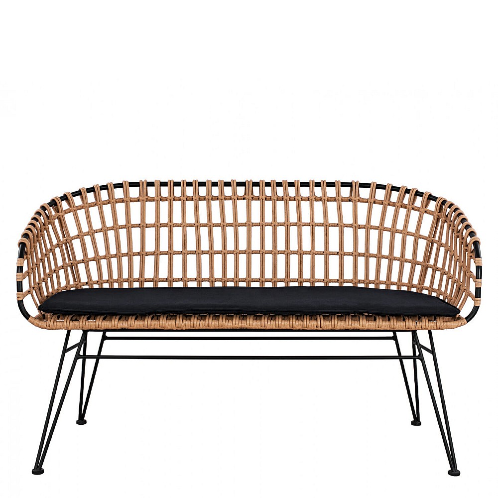 ArteLibre Καναπές Κήπου ArteLibre ARVENIUS Φυσικό/Μαύρο Rattan 124x57x77cm - 14510064 - inde.gr