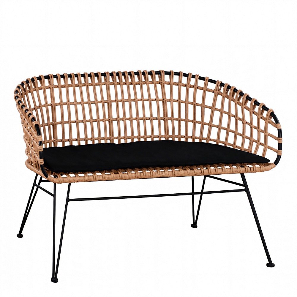 ArteLibre Καναπές Κήπου ArteLibre ARVENIUS Φυσικό/Μαύρο Rattan 124x57x77cm - 14510064 - inde.gr