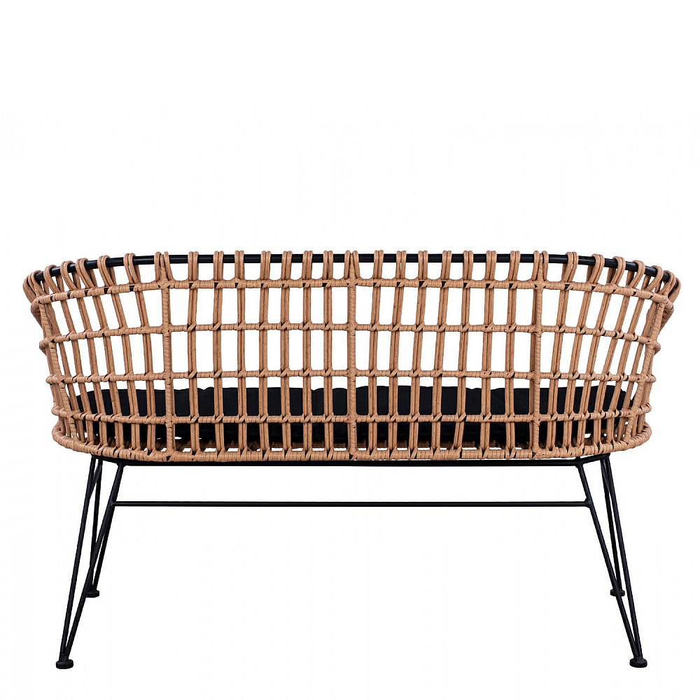 ArteLibre Καναπές Κήπου ArteLibre ARVENIUS Φυσικό/Μαύρο Rattan 124x57x77cm - 14510064 - inde.gr