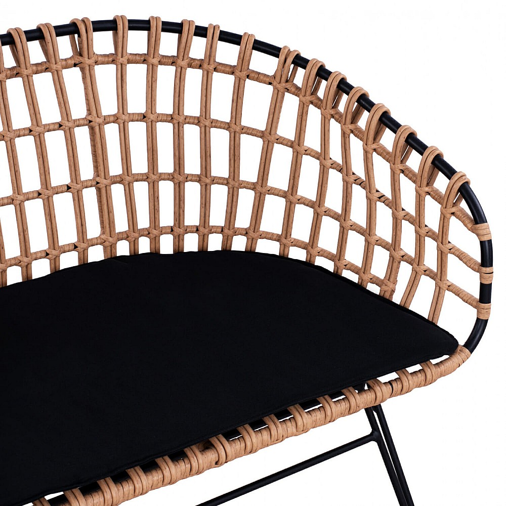 ArteLibre Καναπές Κήπου ArteLibre ARVENIUS Φυσικό/Μαύρο Rattan 124x57x77cm - 14510064 - inde.gr