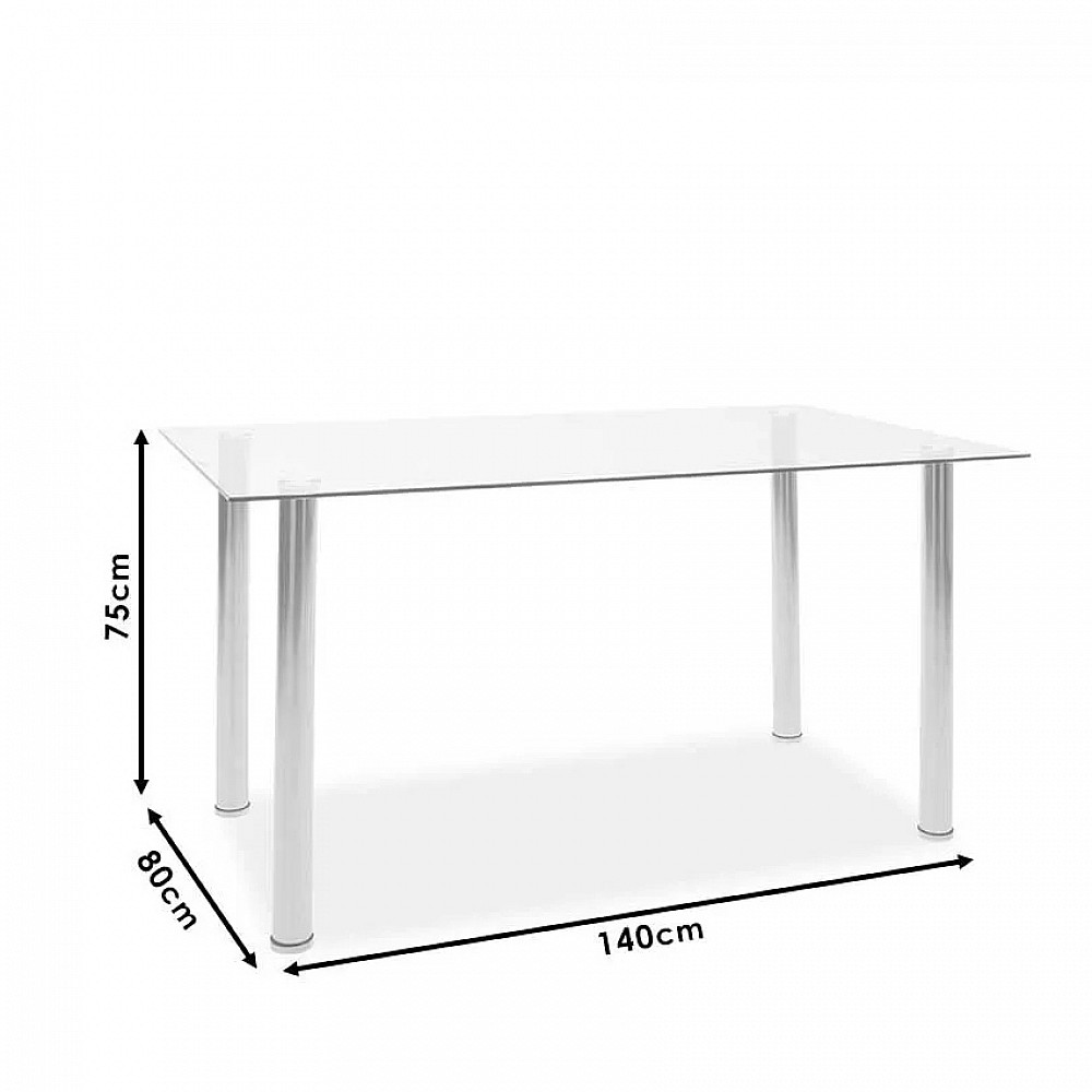 Τραπέζι TEIDE Διάφανο/Μαύρο Γυαλί/Μέταλλο 140x80x75cm