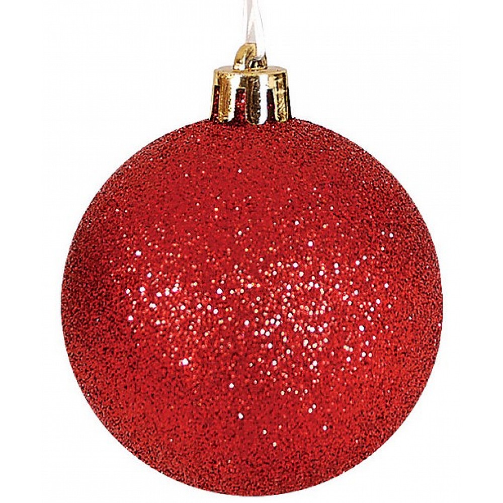 Lianos-Κόκκινη Πλαστική Χριστουγεννιάτικη Μπάλα Με Glitter 6cm