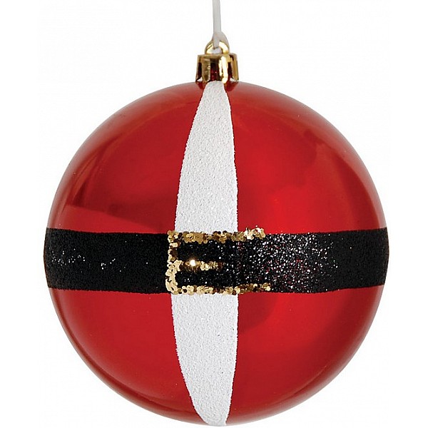 Πλαστική Χριστουγεννιάτικη Μπάλα 10cm κοκκινη-ασπρη
