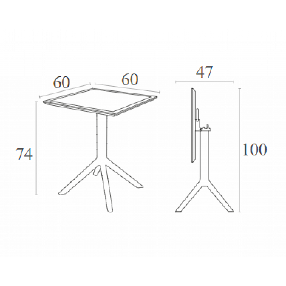 SKY TAUPE 60Χ60X74εκ. ΤΡΑΠΕΖΙ ΠΤΥΣ/ΝΟ ΠΟΛ/ΝΙΟΥ