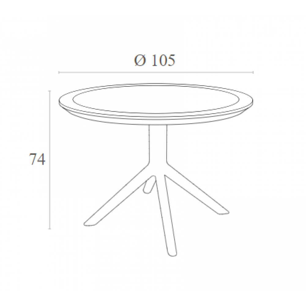 SKY WHITE Φ105X74εκ. ΤΡΑΠΕΖΙ ΠΟΛ/ΝΙΟΥ