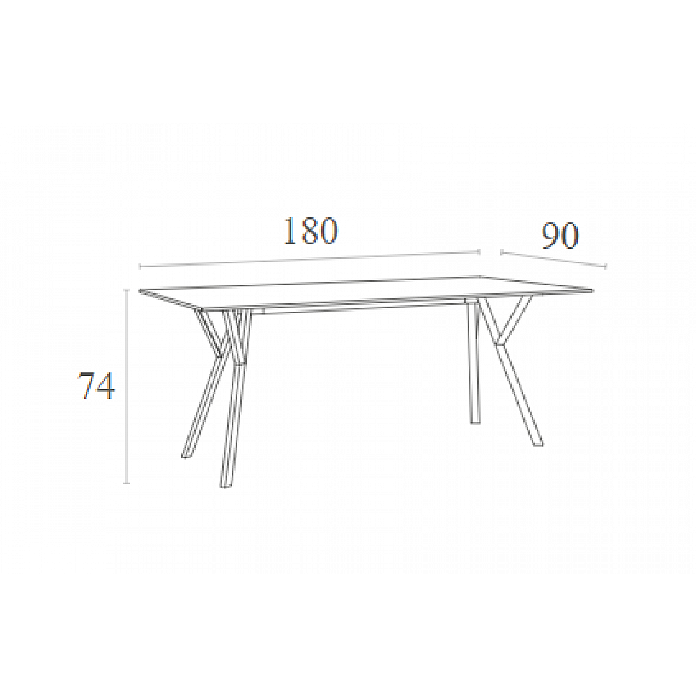 MAX ΤΡΑΠΕΖΙ 180X90Χ74εκ. WHITE LAMINATE 12mm