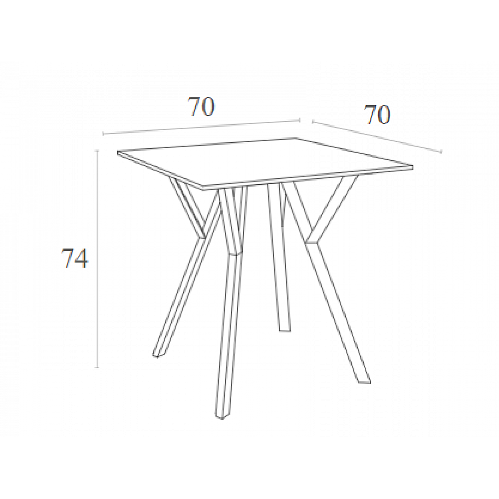 MAX ΤΡΑΠΕΖΙ 70Χ70Χ74εκ. WHITE LAMINATE 12mm