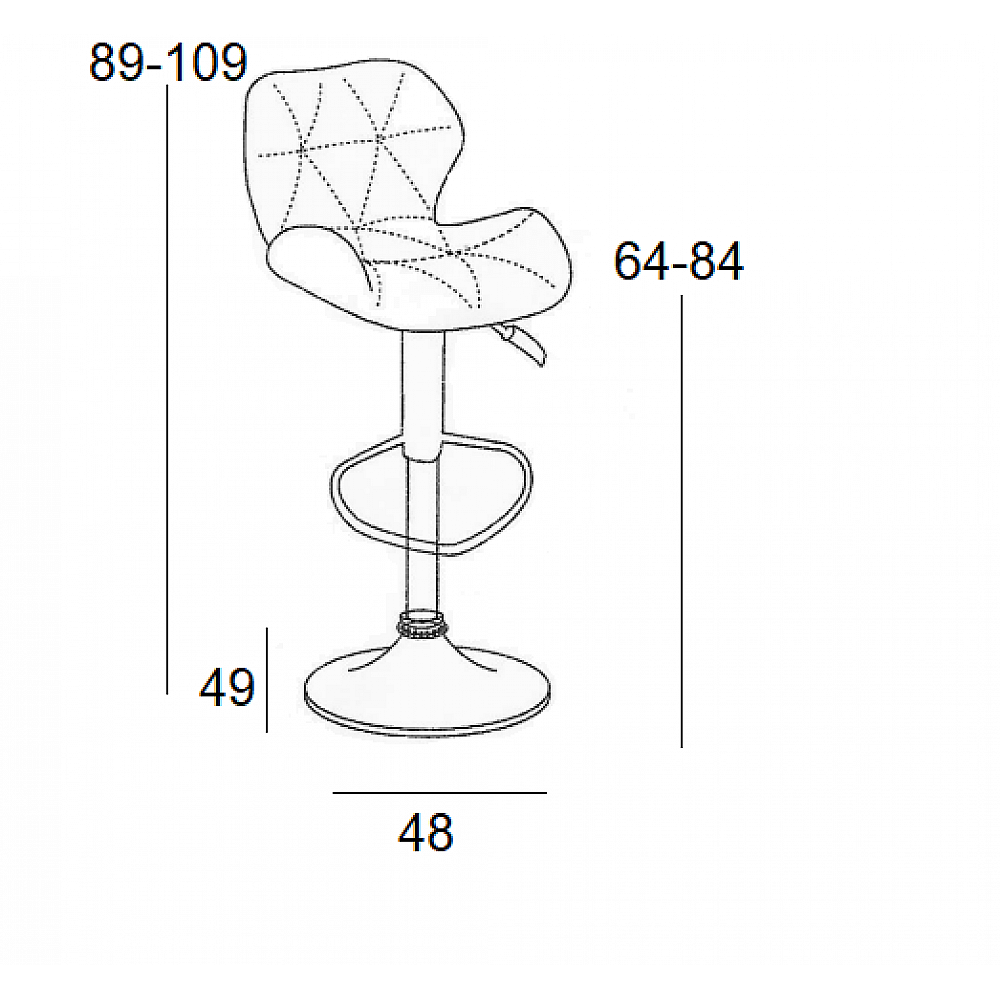 Σκαμπό Μπάρ 2τμχ Bar91 Μαύρο Pu 48x49x109εκ.